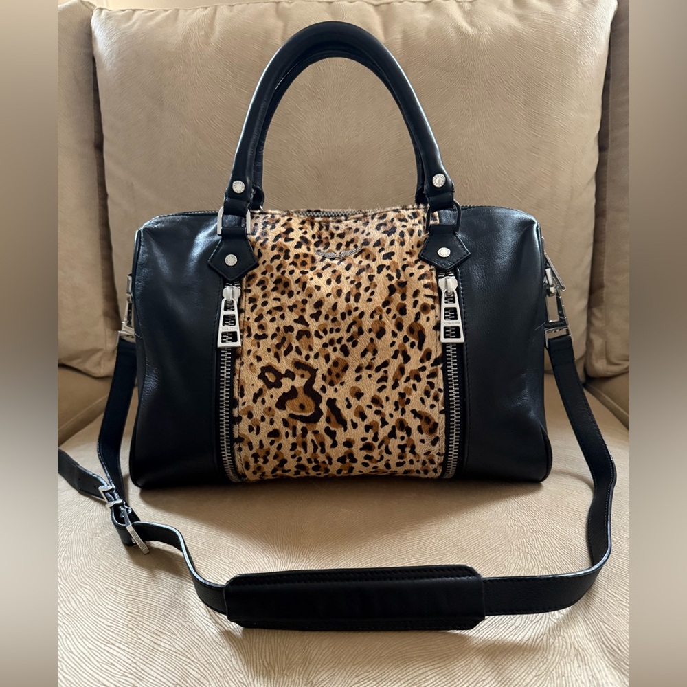 Zadig & Voltaire Black and Leopard Satchel